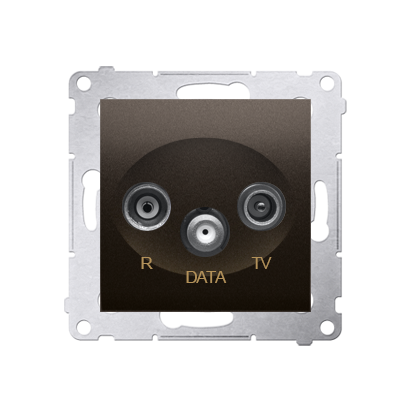 Anténna zásuvka R+TV+DATA (zariadenie s krytom), 1x vstup: 5÷862 MHz, Simon 54, farba hnedá metalizovaná