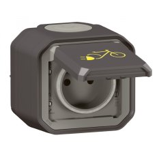 Zásuvka pro nabíjení elektrokol Legrand Plexo 230 V / 16 A, IP55, antracit