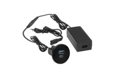 Vestavná nabíječka USB A+C 24W s napájecím adaptérem, barva černá