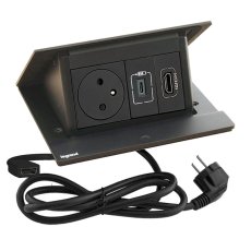 Pop-up blok INCARA 1x zásuvka 250V surface, 1x nabíječka USB-C, 1x HDMI 2.0 + montážní rám, barva černá, kabel 2m