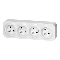 Čtyřnásobná zásuvka 4x 230V, 2P+E , nástěnná, krytí IP20, ToDo, barva bílá