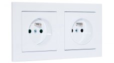 Zásuvky v rámečku pod omítku, 2x 230V/16A , barva bílá