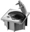 Podlahová nerezová zásuvka 1x 250V + 1xRJ45, manuální zámek, IP66, 135x135 mm, pro lité podlahy