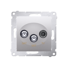 Zásuvka anténní SAT+SAT+RTV koncová (přístroj s krytem), 2x vstup: 5 MHz÷2,4 GHz, Simon 54, barva stříbrná metalizovaná