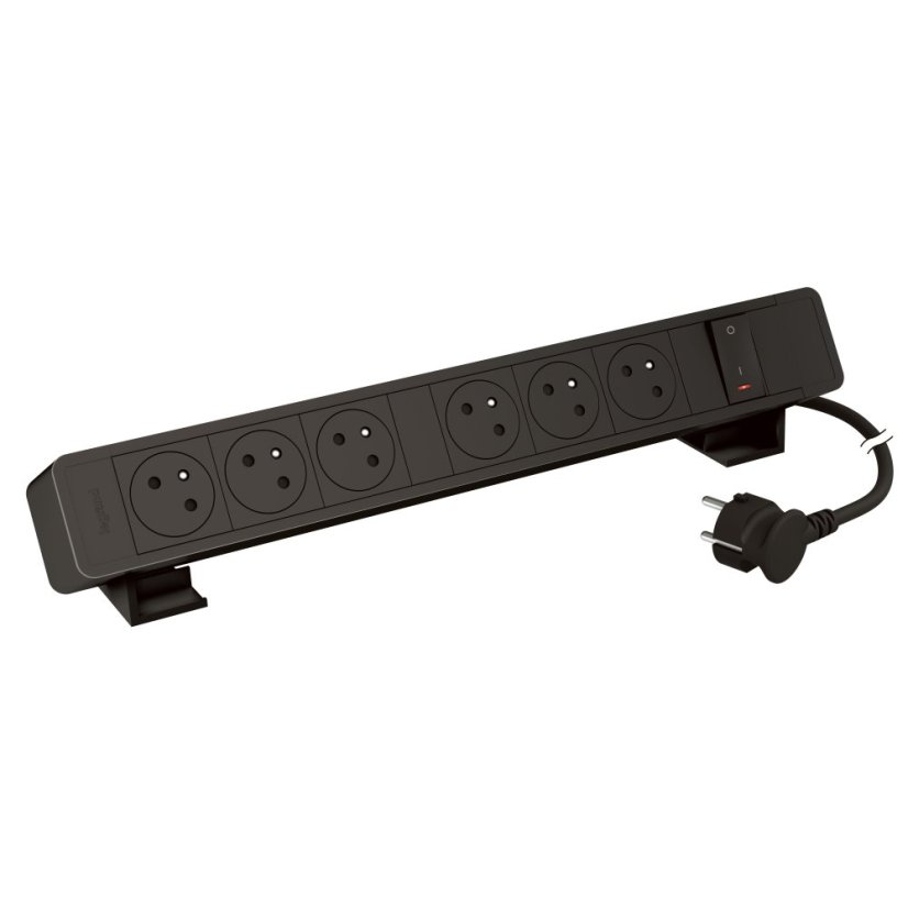Stolní blok On Desk, 6x zásuvka 230V, vypínač, kabel 2m, barva černá Stolní blok On Desk, 6x zásuvka 230V, vypínač, kabel 2m, barva černá