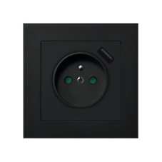 Zásuvky v rámečku pod omítku, 1x 230V/16A s USB nabíječkou, barva černá metalíza