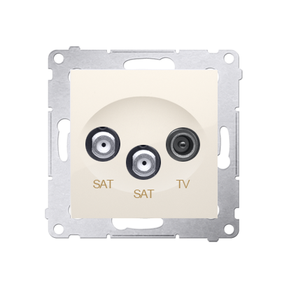 Zásuvka anténní SAT+SAT+RTV koncová (přístroj s krytem), 2x vstup: 5 MHz÷2,4 GHz, Simon 54, barva krémová