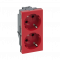Dvojitá zásuvka SIMON 500 SCHUKO 16A 250V bezskrutkové/skrutkové svorky 100×50mm červená