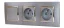 Zásuvky 2x 250V/16A + 1x vypínač č.1 v rámčeku pod omietku, šedej farby so zlatým lesklým ozdobným rámom