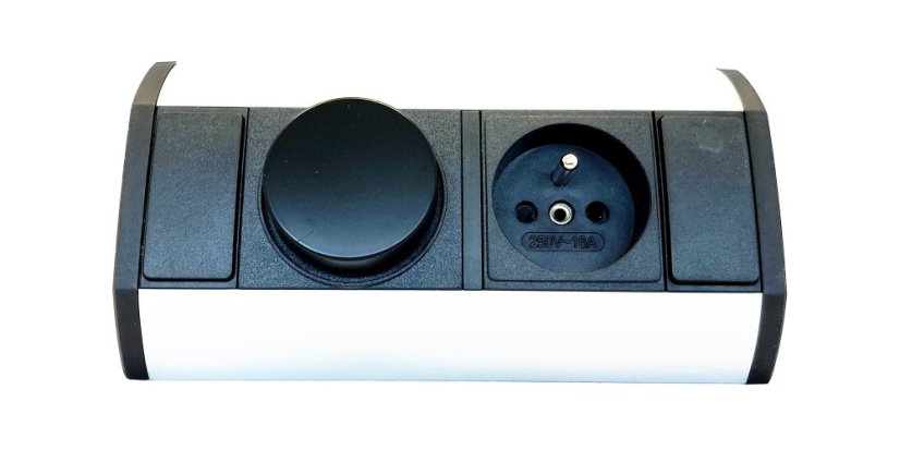 Zásuvka stolní rohová MINI s regulátorem CCT a uzemněnou zásuvkou 230V, kabel 20cm