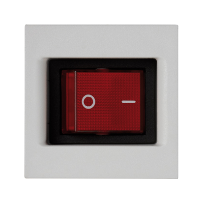 Spínač dvoupólový, řazení 2 K45 se signalizačním připojením barva: červená 16AX 250V 45×45mm čistě bílá