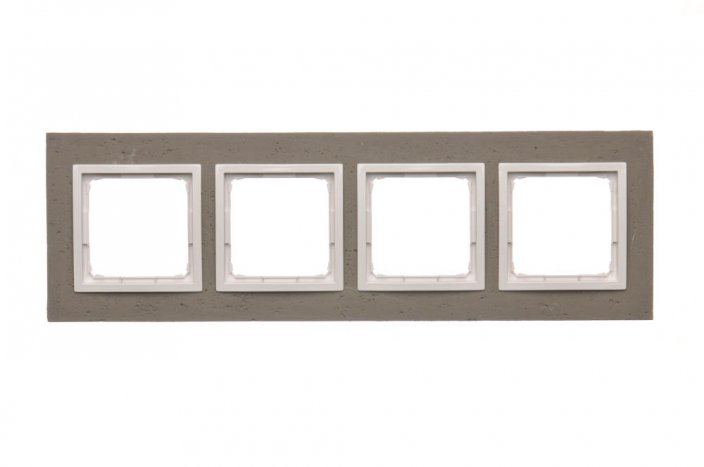 Betonový rámeček 4-násobný tmavý beton/bílá