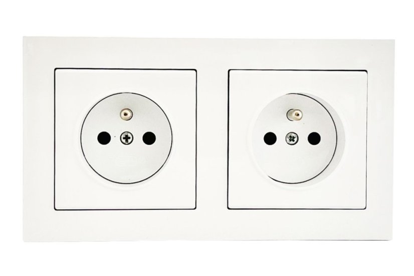 Zásuvka na zeď SONATA, 2x 250V/16A, barva bílá