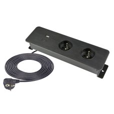 Vestavná zásuvka TAOBOX, 2x 230V + 2x USB A+C nabíječka 5V/3.4A , kabel 1.5m, barva černá