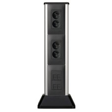 Hliníkový stĺpik MINI, 4x zásuvka 250V, 4x port RJ45 cat.6, pre montáž na podlahu