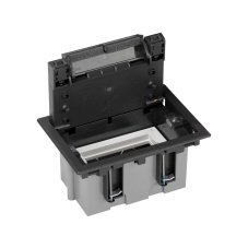 Podlahová zásuvka SF 187x132 mm, 1x 250V/16A + 1x USB A+C, barva boxu šedá, pro zvýšené podlahy, vyplnění víka materiálem podlahy