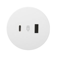 Vstavaná stolná USB A + C nabíjačka 18W, QC 3.0, priemer 60 mm, napájací kábel 2m, farba biela matná