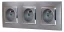 Zásuvky v rámečku pod omítku, 3x 250V/16A, šedé barvy se stříbrným lesklým ozdobným rámem