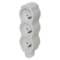Zásuvka samostatná 3x 250V, pre kábel, farba biela