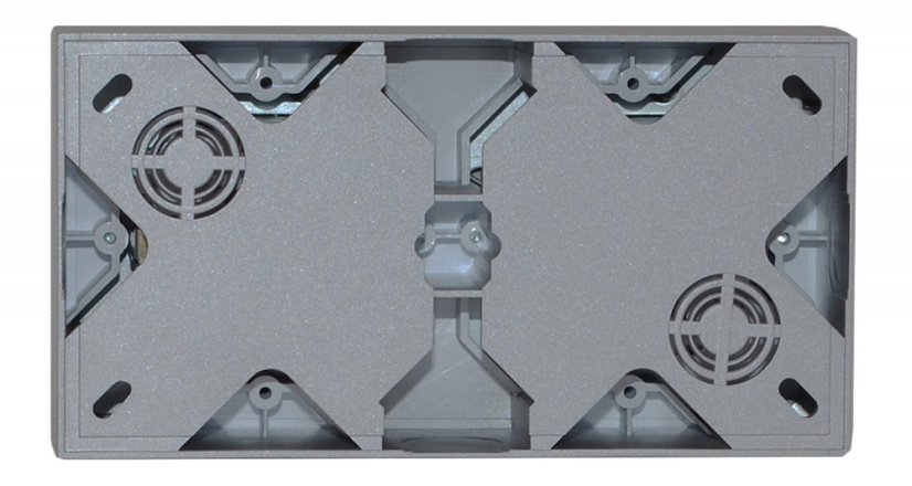 Nástěnný zásuvkový blok, 2x 250V/16A, šedé metalizované barvy, bez kabelu