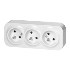 Trojnásobná zásuvka 3x 230V, 2P+E, nástenná, krytie IP20, ToDo, farba biela