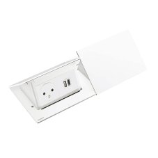 Pop-up blok INCARA 2x zásuvka 250V + 2x USB A+C nabíječka, (proti sobě), barva bílá, kabel 2m