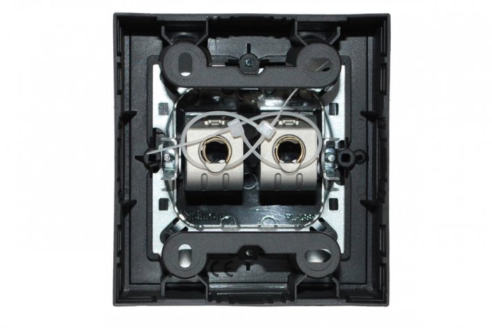 Datová zásuvka nástěnná, 2x RJ45 cat.6, stíněné, protiprachové krytky, barva černá
