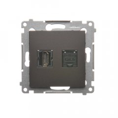 Simon Zásuvka HDMI data RJ45 cat.6 hnedá matná, metalizovaná