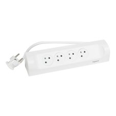 Rohový predlžovací prívod, 4x zásuvka 230V, kábel 1m, farba biela