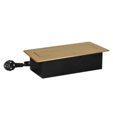 Výklopný zásuvkový blok s frézovaným krytem, 2x zásuvka 230V, 2x USB A+C nabíječka 5V / 3.6A , kabel 1.5m, barva zlatá