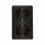 Dvojitá kolíková zásuvka s uzemněním typu Schuko se clonami elektrických kolejí - skandinávská verze (kompletní výrobek) 16A 250V, bezšroubové, antracit, metalizovaná