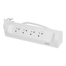 Rohový predlžovací prívod, 4x zásuvka 230V, kábel 1m, farba biela