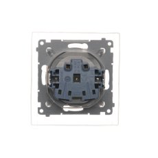 Zásuvka 1 násobná typ E (zariadenie s krytom), s uzávermi, IP44, s tesnením pre rámčeky Premium, priehľadný kryt, 16 A / 250 V~, skrutkové svorky, Simon 54, farba biela