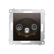 Anténní zásuvka R-TV-SAT koncové/zakončovací útlum:1dB hnědá matná, metalizovaná