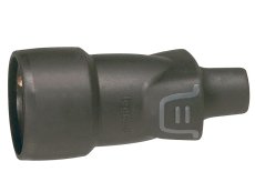 Gumová zásuvka 2P+T, IP44, 16 A, vývod přímý, černá