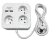 Čtvercový napájecí blok s 3x zásuvkou 230V a 2x USB-A nabíječkou 5V, kabel 1.4m