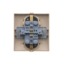 Zásuvka dvojnásobná Schuko s clonkami (kompletní výrobek) 16A 250V, šroubové svorky, krémová