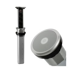 Automaticky výsuvný blok LIFT BOX USB, 3x zásuvka 230V (verze schuko), USB A+C nabíječka, kabel 2m, barva stříbrná
