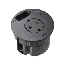 Vestavná stolní zásuvka Flash 90, 1x 230 V + 1 × USB-C PD 20 W, kabelová průchodka, kabel 1.5m, barva černá matná
