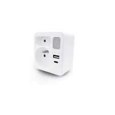 Elektrická rozbočka s nočním světlem, 2 zásuvky, nabíječka USB-A + USB-C, bílá