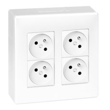 Nástenný box S500, 4x zásuvka 250V, bez kábla, farba biela