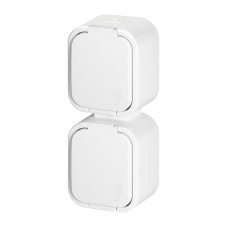 Dvojzásuvka na omietku 2x 250V s krytom, vertikálna, NT-6B2/P, IP54, farba biela