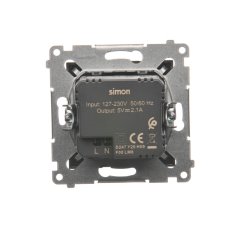 Nabíjačka USB 2x (zariadenie s krytom), 2x USB typu A, Simon 54, farba antracitová metalizovaná
