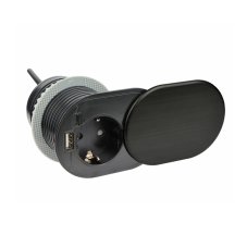 Vestavná stolní zásuvka SLIDE BOX  1x 230V SCHUKO, USB A+C nabíječka 5V, barva černá matná