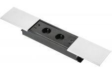 Zásuvkový blok PRESTINO s posuvným vekom, 2x zásuvka, 2x USB A/C, 1x HDMI 2.0, 1x RJ45 cat.6, kábel 1.5m, farba biela