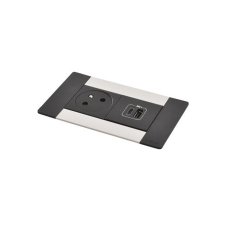 Zapuštěný blok INCARA Multilink (horizontální verze), 1x zásuvka 250V Surface, 1x dvojitá USB A+C nabíječka, kabel 2m, barva černo-stříbrná