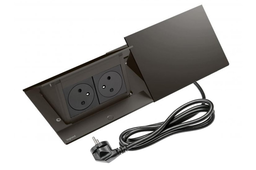 Pop-up blok INCARA 4x zásuvka 250V, (proti sobě), barva černá, kabel 2m