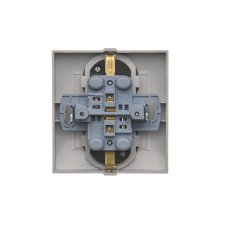 Zásuvka dvojnásobná Schuko s clonkami (kompletní výrobek) 16A 250V, šroubové svorky, stříbrná