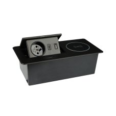 Výklopná zásuvka ZEOBOX, 1x 230V, indukční a 2x USB A+C nabíječka, kabel 1.5m, barva černá