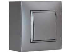 Vypínač nástěnný, řazení č.1, instalace na omítku, matné šedé metalizované barvy